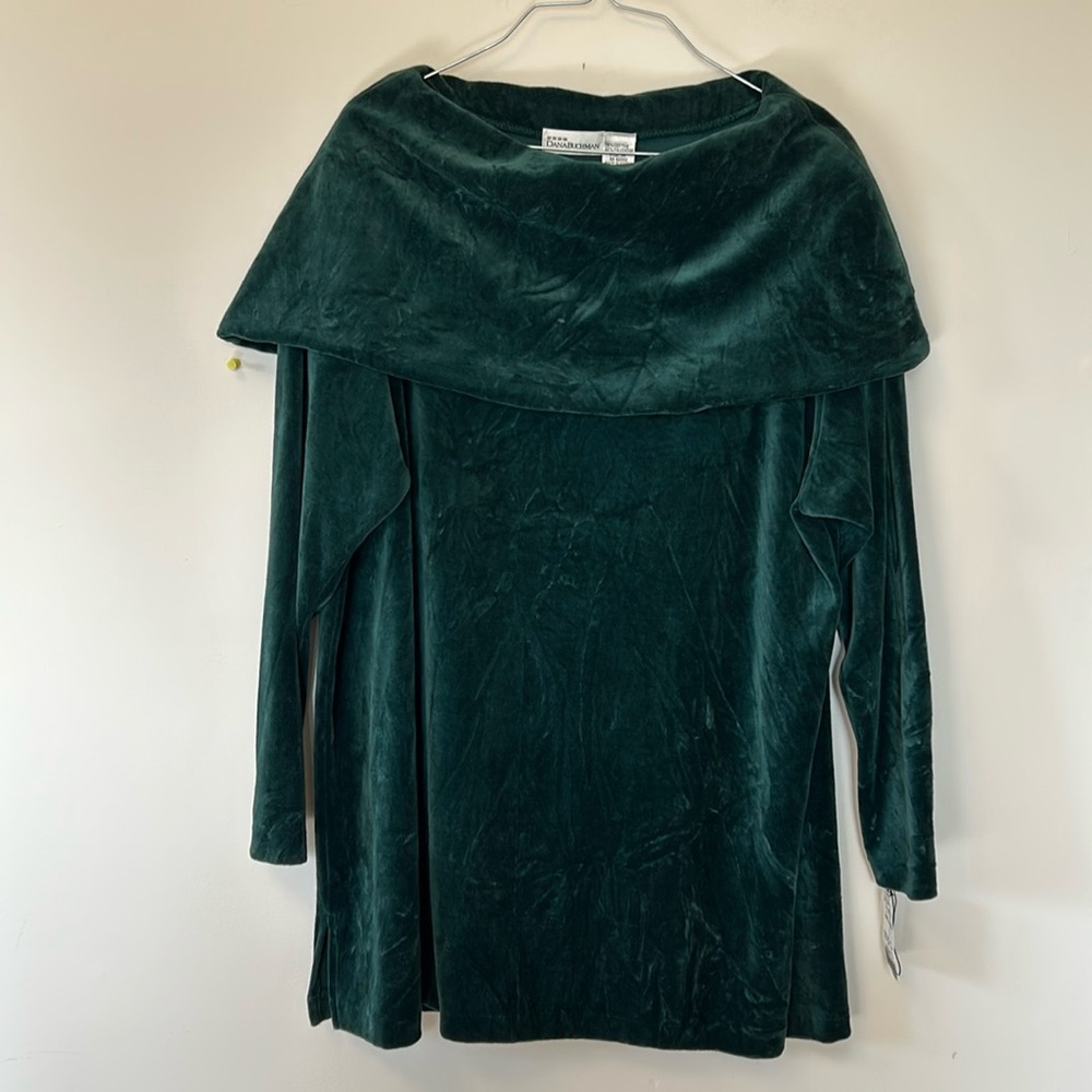 DanaBuchman soft green velvet sweater perfect for the holidays